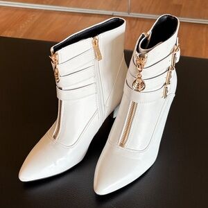 White 80's Style Ankle Boots